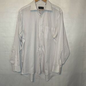 Donald Trump‎ signature Collection Mens Red White Blue Striped Dress Shirt 16.5